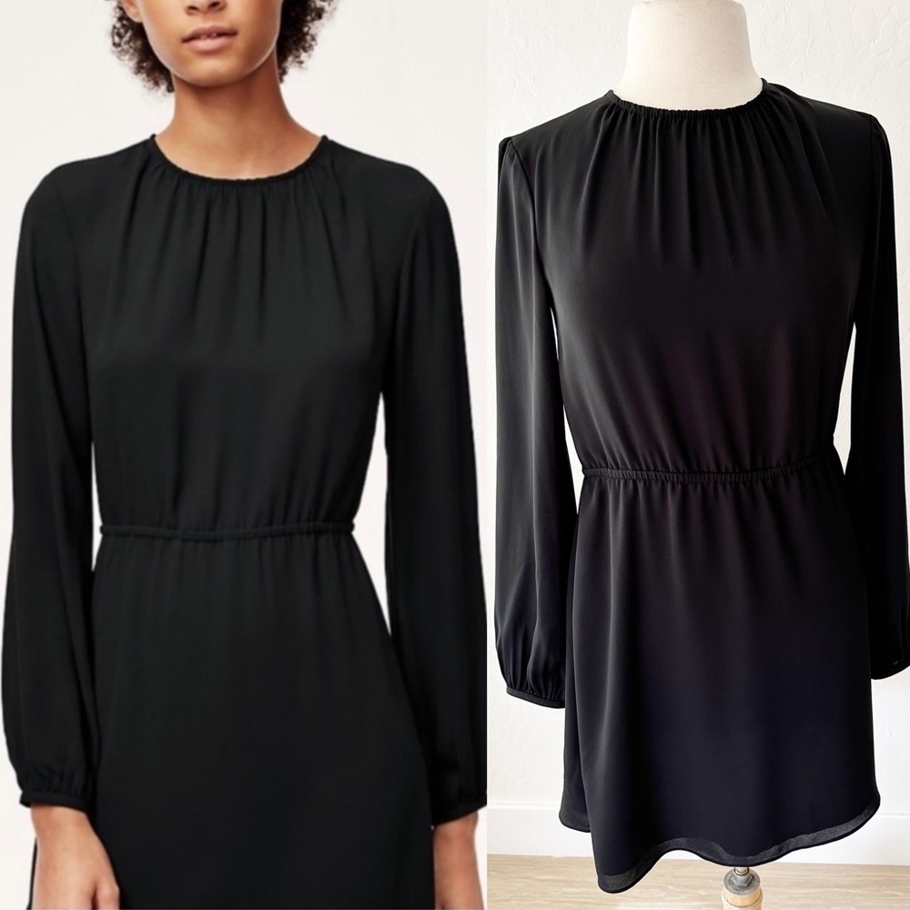 Aritzia Sunday Best Poppins Long Sleeve Mini Dress Black | 2